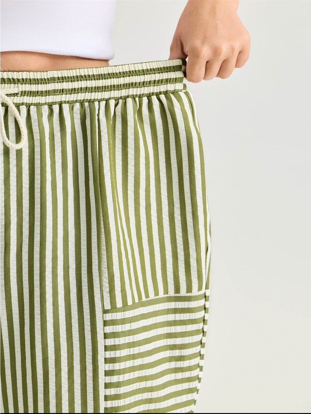 BloomChic Striped Olive Green Drawstring Jogger Pants size 1X(14-16) - Picture 4 of 16